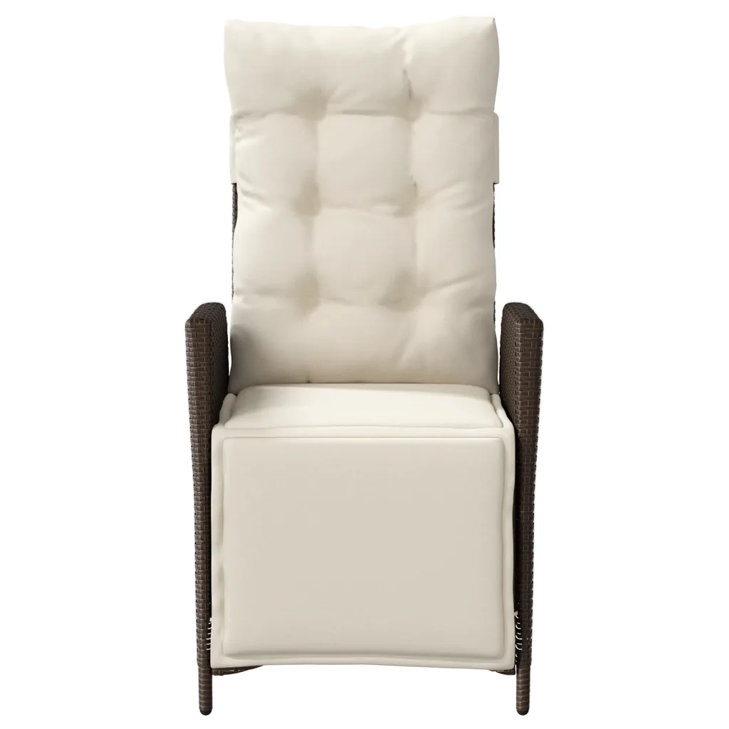 Sedia Reclinabile Giardino con Poggiapiedi Marrone Polyrattan 365282