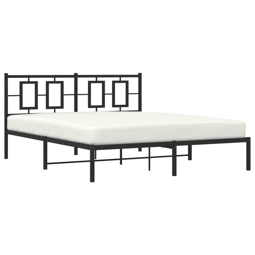 Giroletto con Testiera in Metallo Nero 150x200 cm 374243