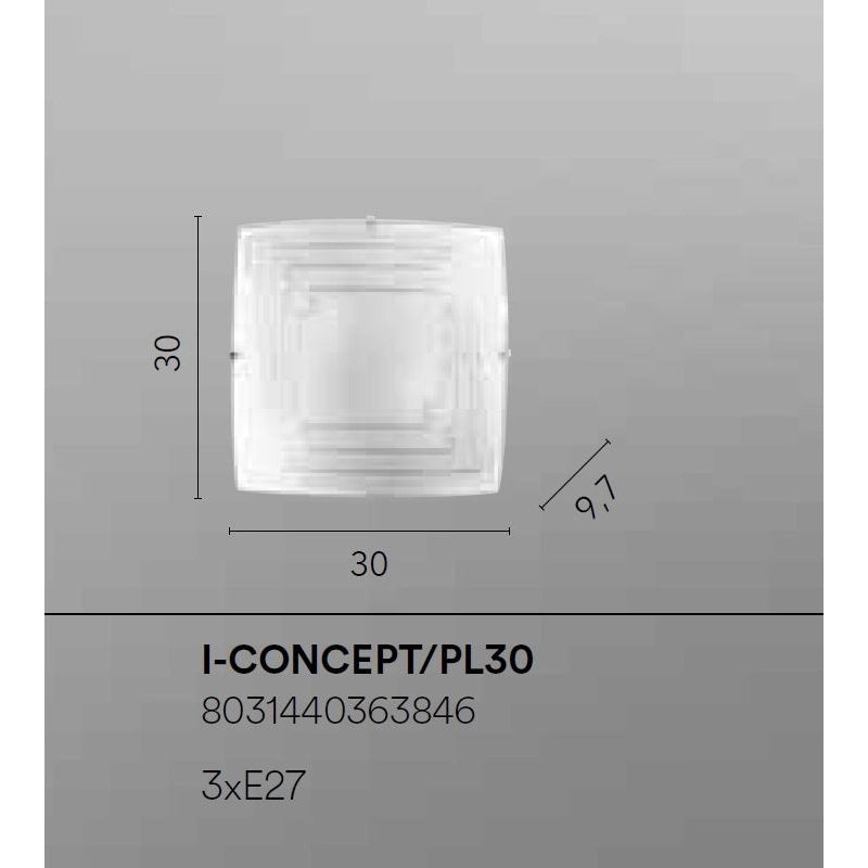 PLAFONIERA CONCEPT 2XE27 30X30XH9,7CM A RIGHE.