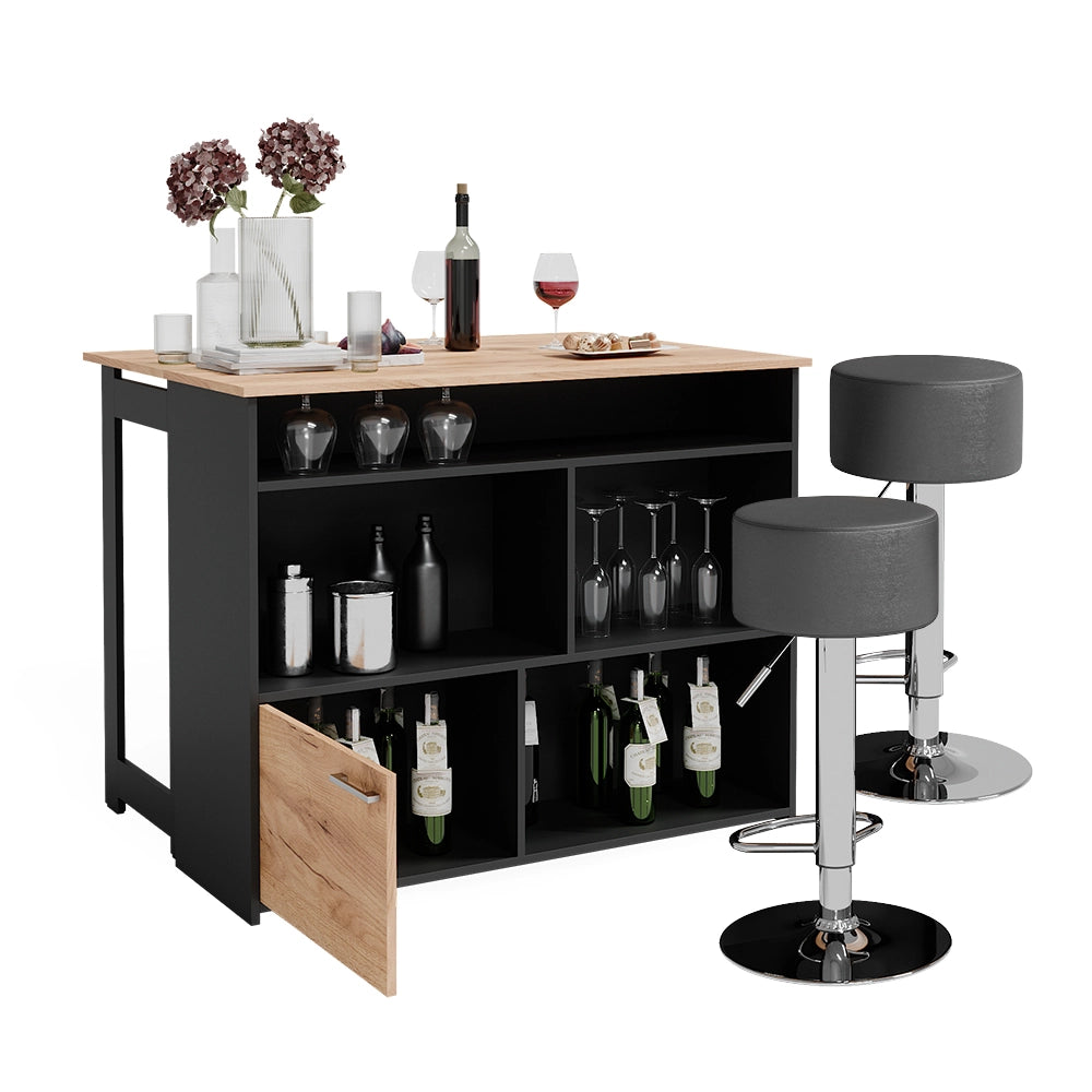 Vicco Set di tavoli da bar Quercia dorata/antracite 116 x 37 cm con 2 sgabelli da bar