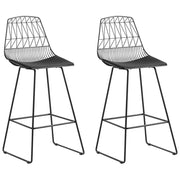 Set di 2 sedie da bar con struttura in acciaio Nero sedile in ecopelle altezza del bancone schienale a doghe design moderno