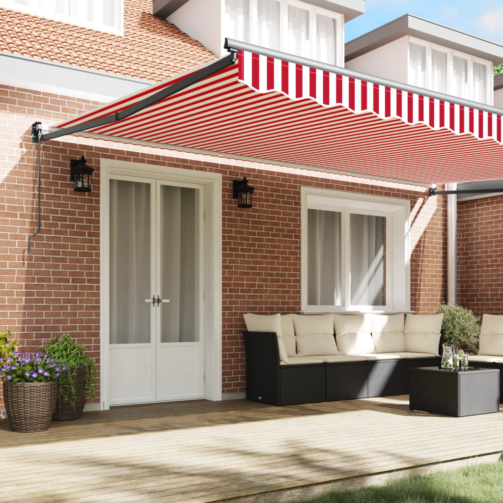 Tenda Retrattile Manuale Rigata Rossa e Bianca 500x300 cm