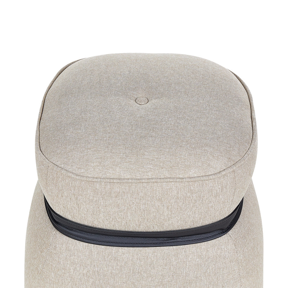 Pouf poggiapiedi stile moderno rotondo in tessuto di lino beige soggiorno camera da letto