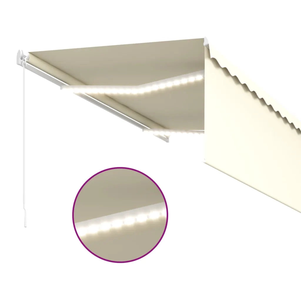 vidaXL Tenda da Sole Retrattile Manuale con LED 3,5x2,5 m Crema