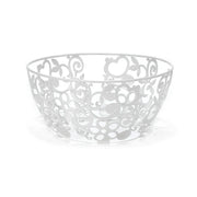 Trade Shop - Centrotavola Portafrutta Pane In Metallo Bianco H12xø24 Cm Design Traforato Decorativo -