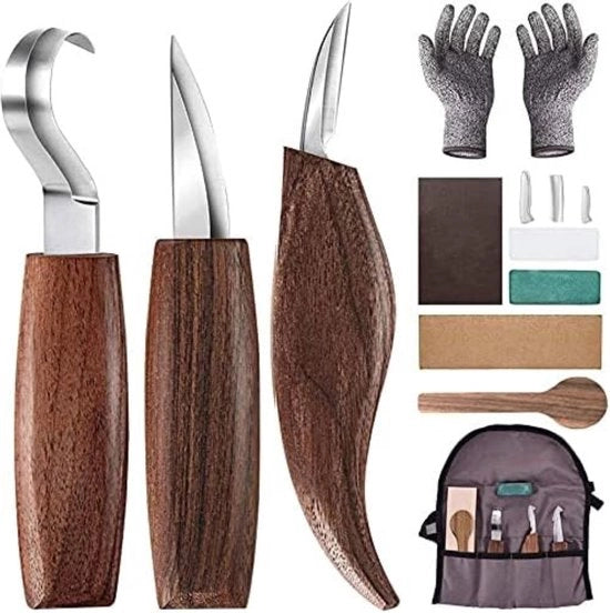 Set di utensili per la lavorazione del legno - 10-in-1 Kit di strumenti per la lavorazione del legno con set di lame e utensili multifunzione