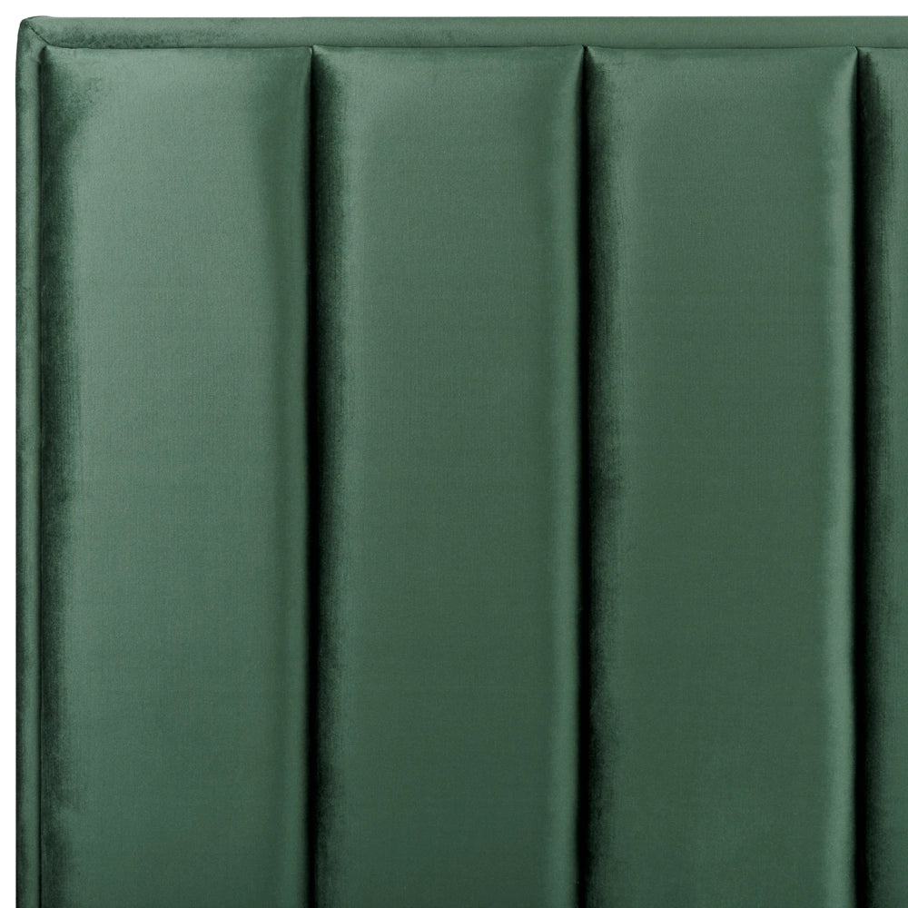 Letto in velluto verde scuro 160 x 200 cm con contenitore ottomana testiera imbottita gambe in metallo Nero