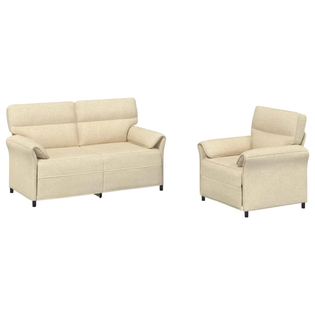 Set di divani 2 pz Crema Tessuto 3424864
