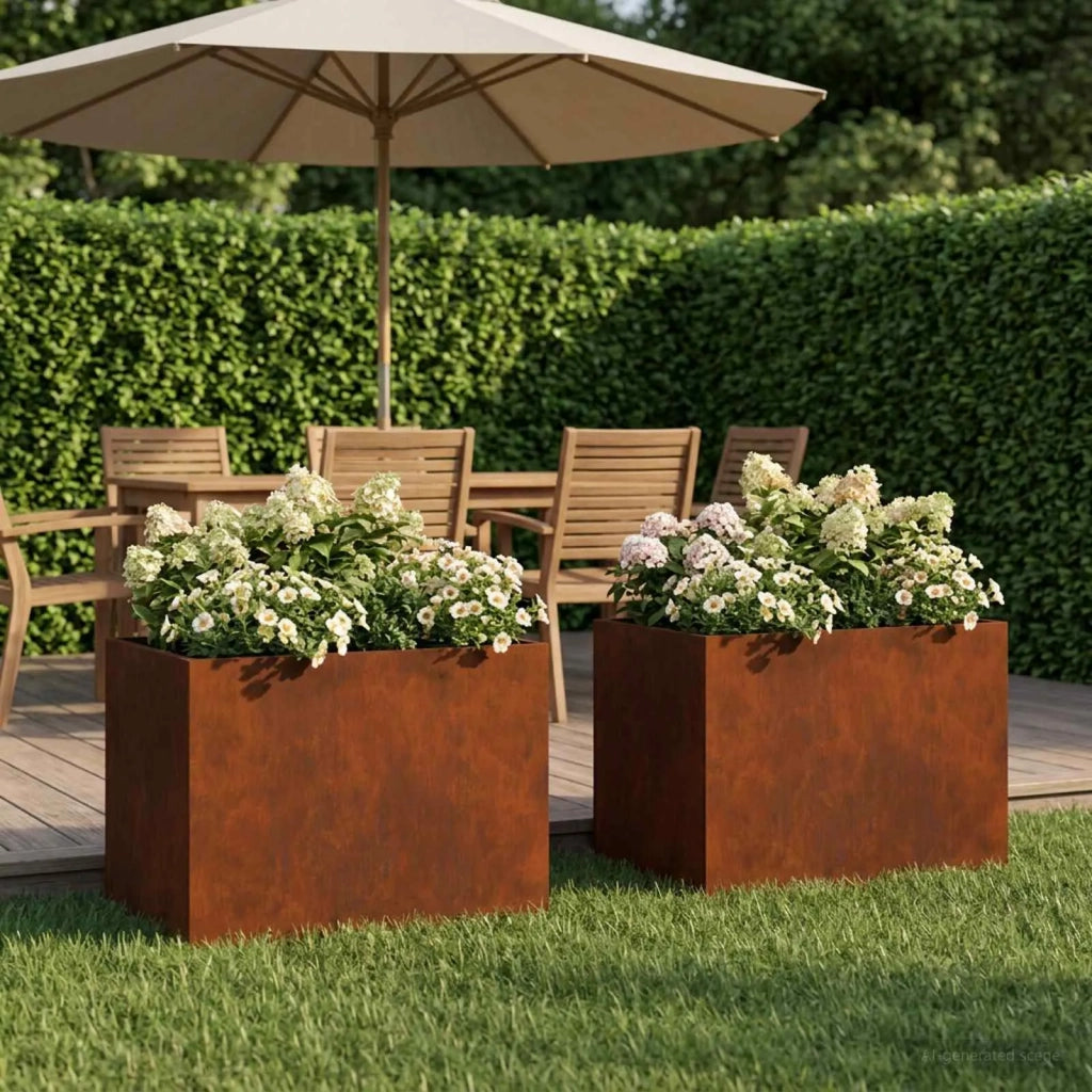 Vaso da giardino 2 pz Ruggine 40 x 30 x 30 cm Acciaio Corten 8005203