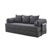 Divano modulare - con tasca laterale e 3 cuscini - in corduroy - grigio scuro