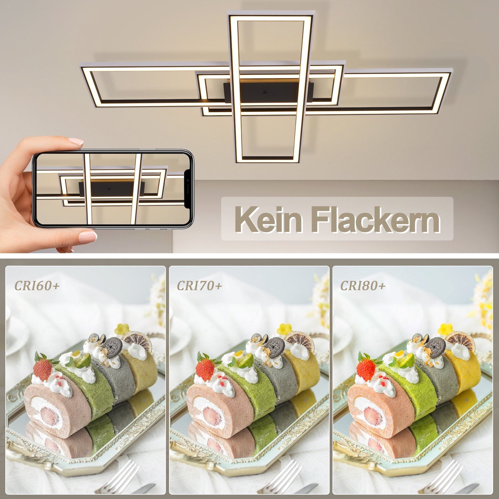 ZMH Lampada da soffitto LED grande dimmerabile telecomando RGB 50W per camera letto