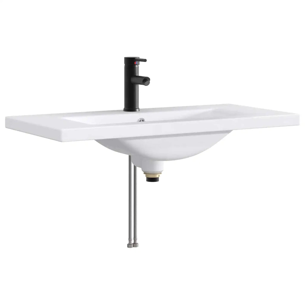 Lavabo da bagno Nero Opaco 81 x 40 x 17,5 cm Metallo 890237