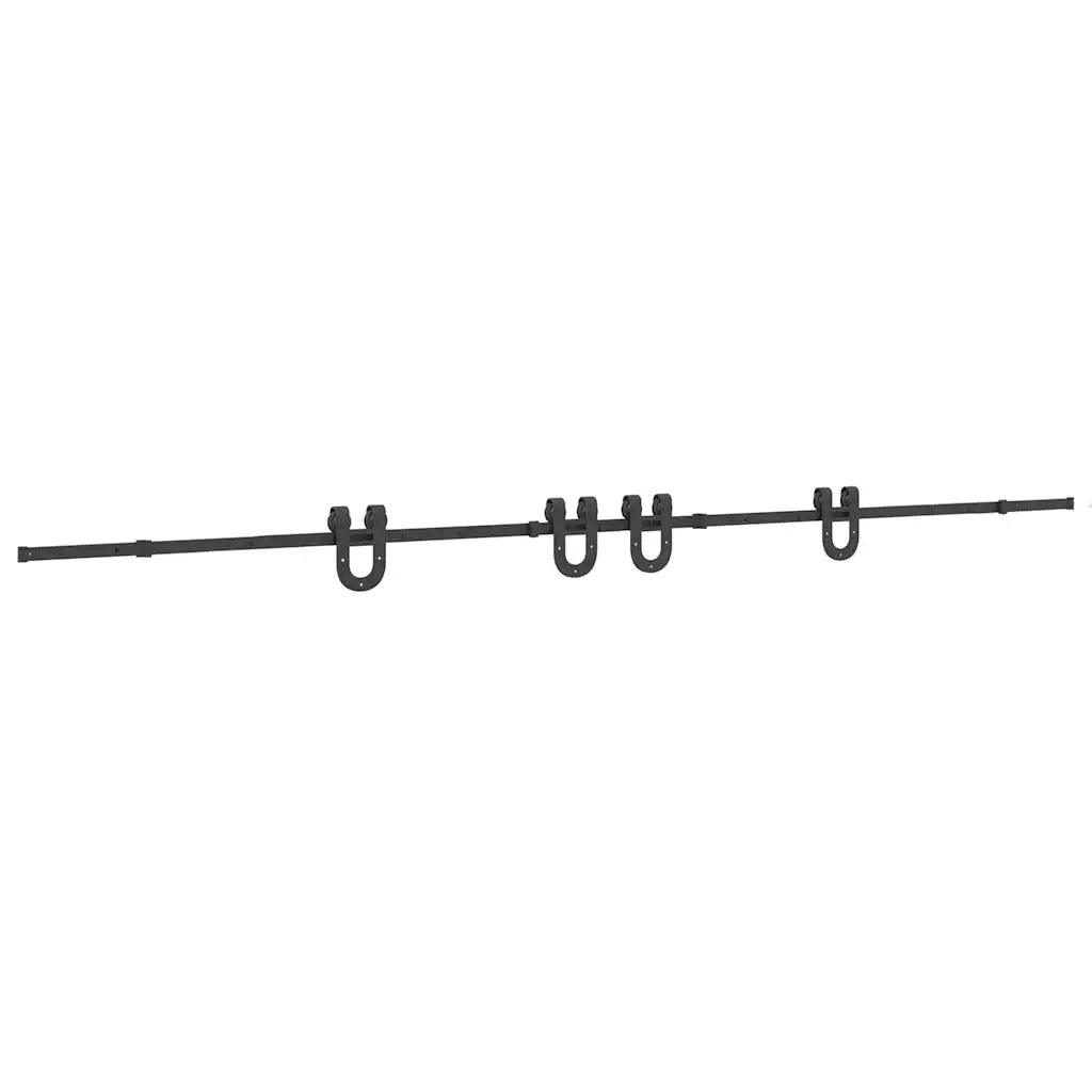 Kit di Binari per Porte Scorrevoli 400 cm Acciaio Nero 3295790