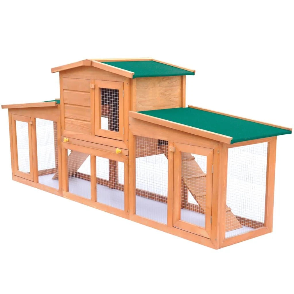 Grande conigliera 190 x 46 x 85 cm per piccoli animali con tetto in legno 02_0000623