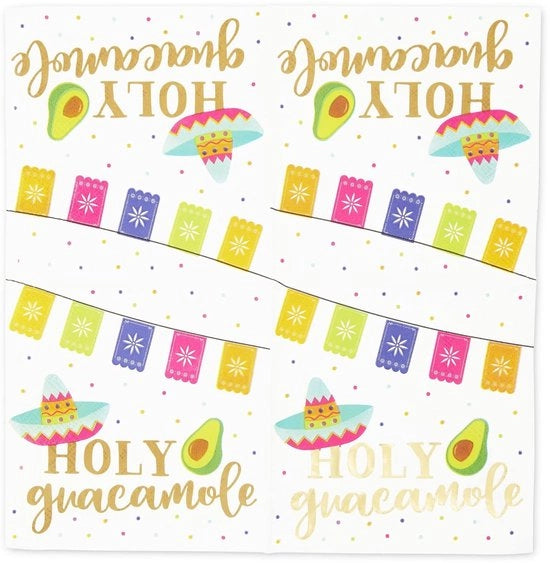 Servetten per Cocktail con Foglia di Fico - Tema Fiesta - 100 Stuks - 12,7 cm - 4 Disegni