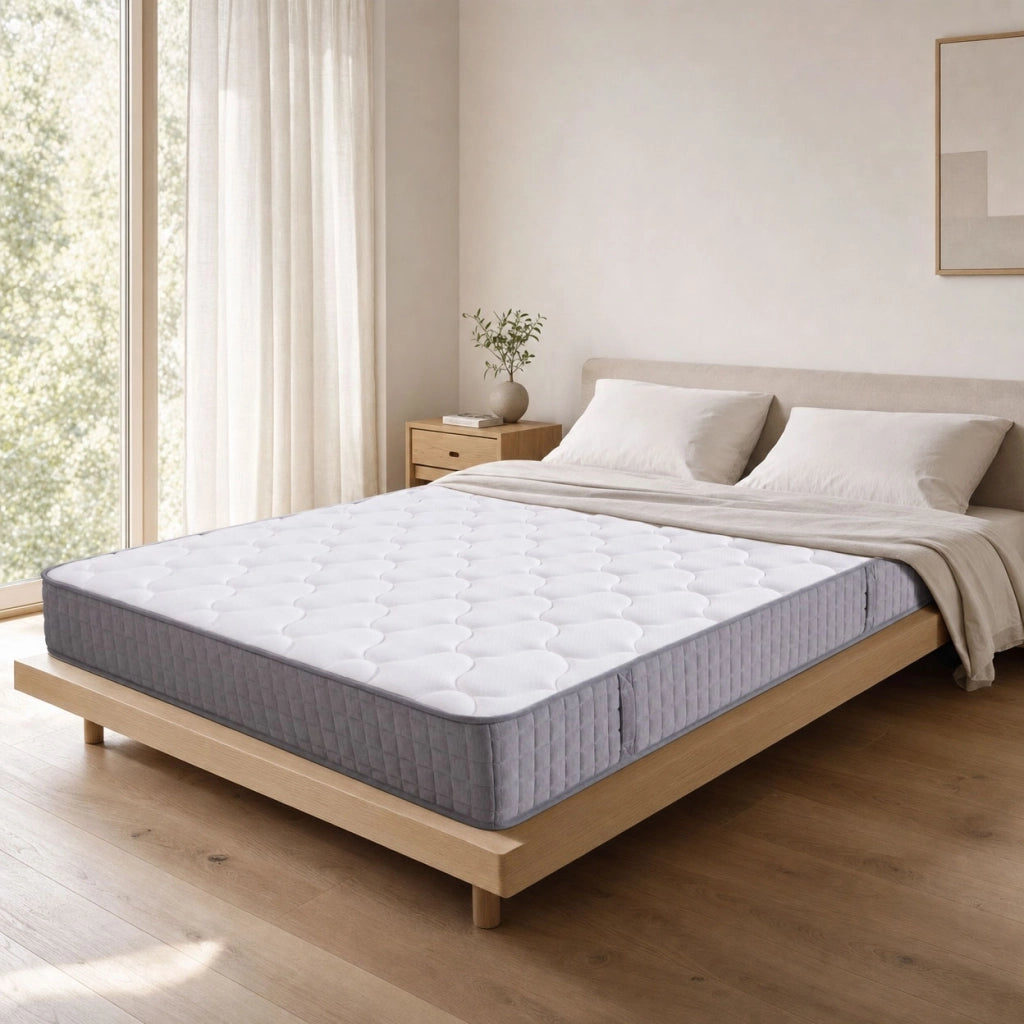 Materasso in schiuma fredda 90 × 200 cm, 7 zone, 25 cm, H3, 4 maniglie, traspirante, materasso incluso, bianco