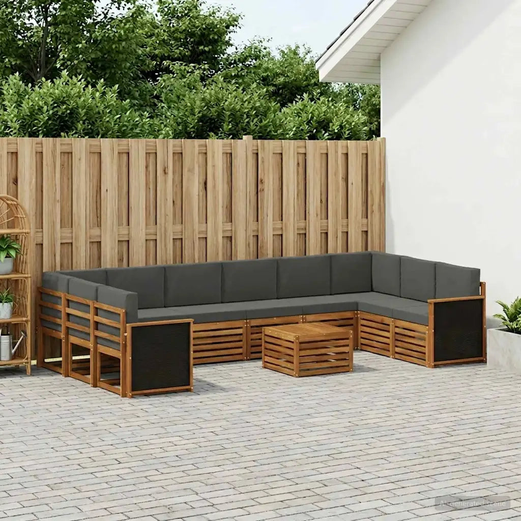 Set di divani da esterno con cuscino 8 pcs Naturale e Antracite