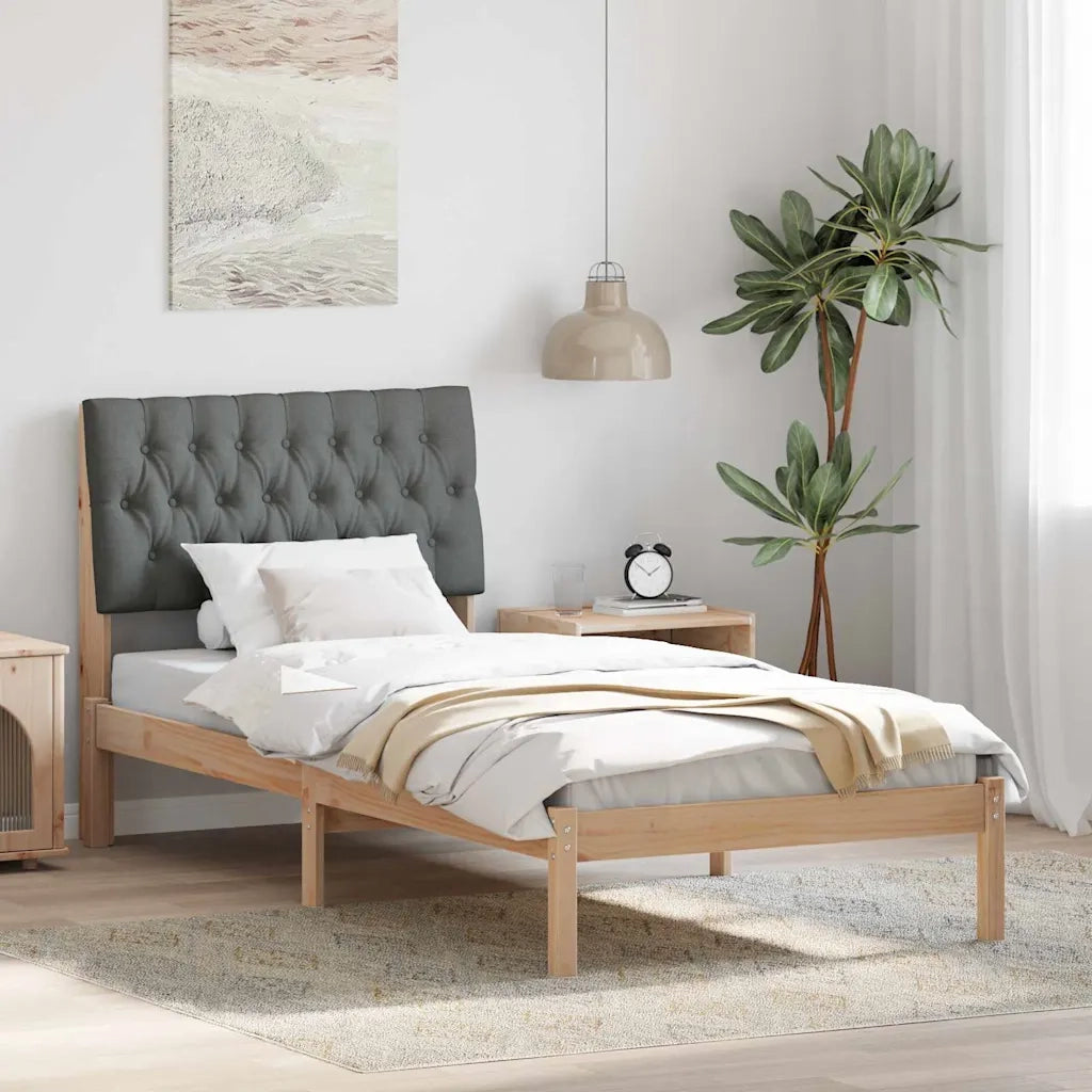 Letto con Testiera Rivestita-Struttura Letto con Testiera Marrone 90 x 190 cm 714948
