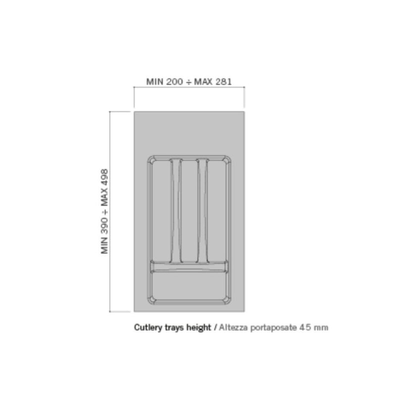 Portaposate 8101N 4 scomparti per cassetto da 30 o 35 cm.