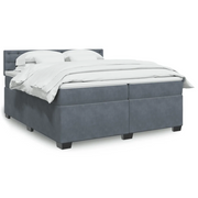 Giroletto a Molle con Materasso Grigio Scuro 200x200 cm Velluto