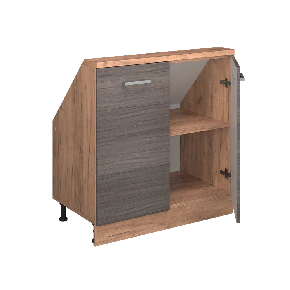 Mobile cucina sottotetto R-Line Grigio nobile/Rovere dorato 80 cm con 2 porte Vicco