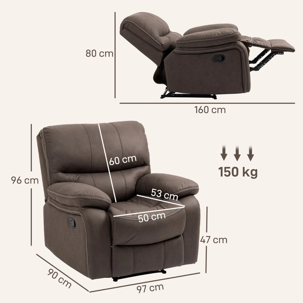 Poltrona Reclinabile Relax con Poggiapiedi in Microfibra ¨C Zephmum ¨C Marrone 97x90x96 cm