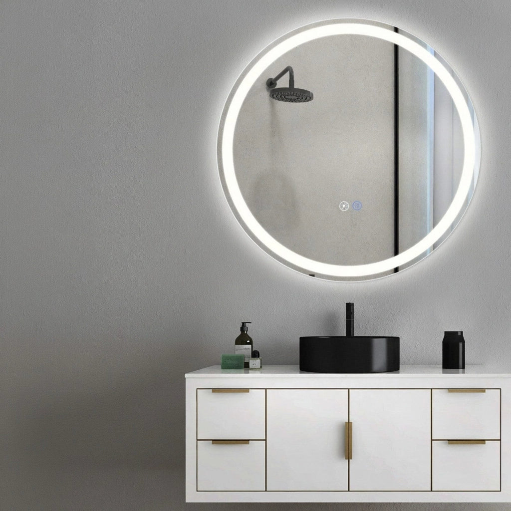 ZMH Specchio da Bagno con Luce LED Rotondo 80 cm con Interruttore Touch e Sensore IP44 Dimmabile 3000-6500K