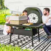 Tavolo Pieghevole da Campeggio con Cesto ¨C MINIMAL ¨C Alluminio Nero, Altezza Regolabile