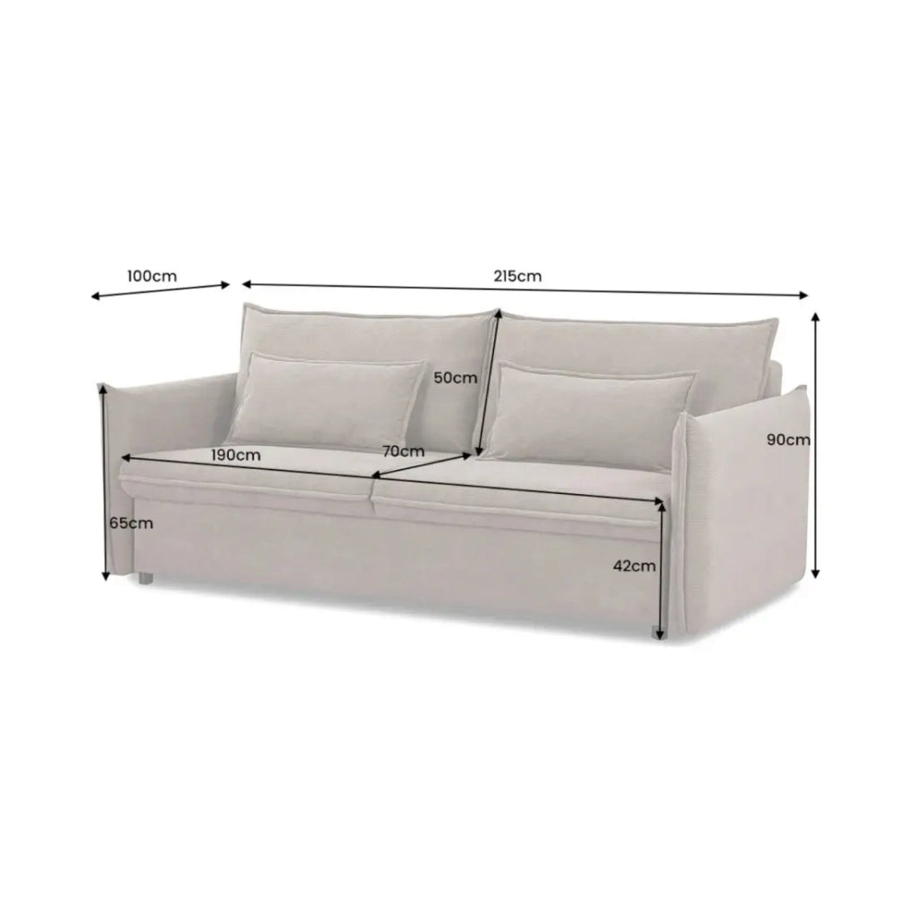 Divano dritto CALDERO grigio scuro convertibile con contenitore – Divano letto in velluto a coste con storage integrato