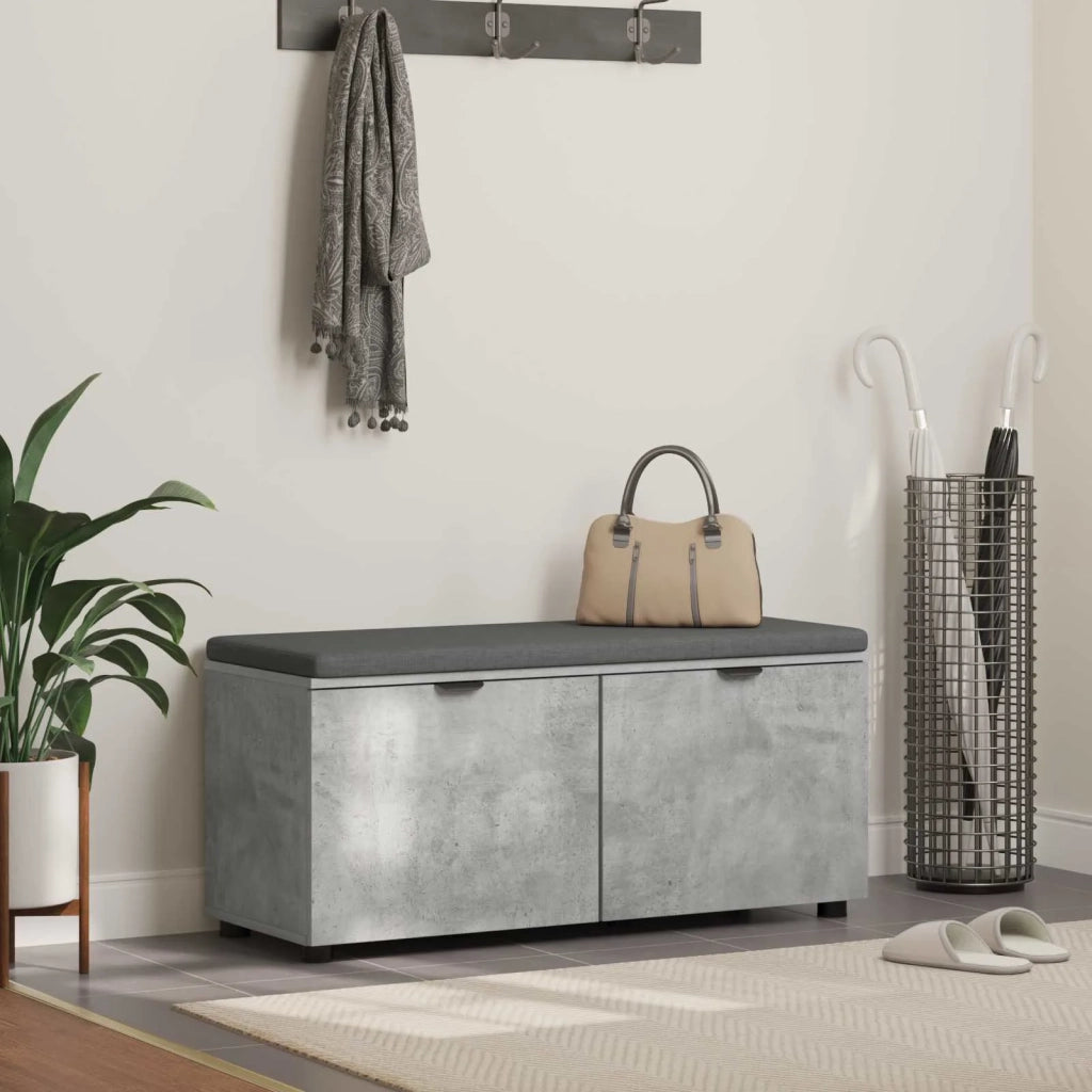 Panca per ingresso con cuscino-Sgabello-Panca da Corridoio Grigio cemento 100 x 38 x 46 cm 572996