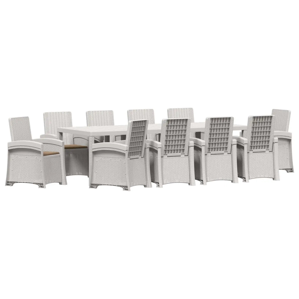 Set da Pranzo per Giardino 11 pz Bianco e Tortora PP 3430177