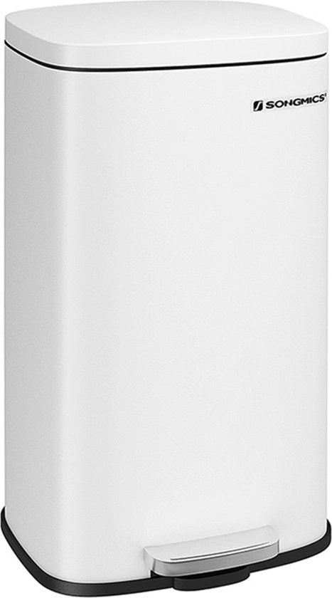 Raccolta Rifiuti Vibe2 - 30L - Contenitore per Rifiuti - Imbottigliatore a Pedali in Acciaio - Contenitore per Rifiuti - Imbottigliatore - Copertura Chiusura a Soffietto - Softclose - Bianco - 35 x 23,8 x 63 cm