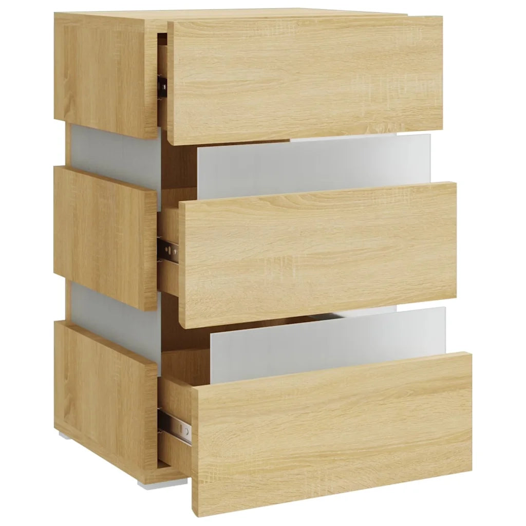 Comodino con Luci LED Sonoma 45x35x67 cm in Legno Multistrato 326843