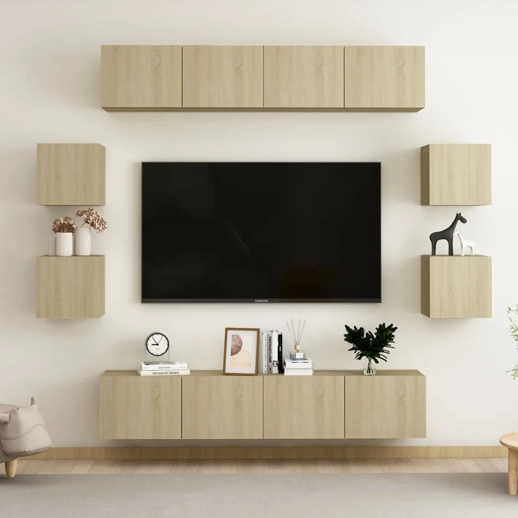 Set di Mobili Porta TV 8 pz-Set di 8 Credenza per TV Rovere Sonoma in Legno Multistrato 111345