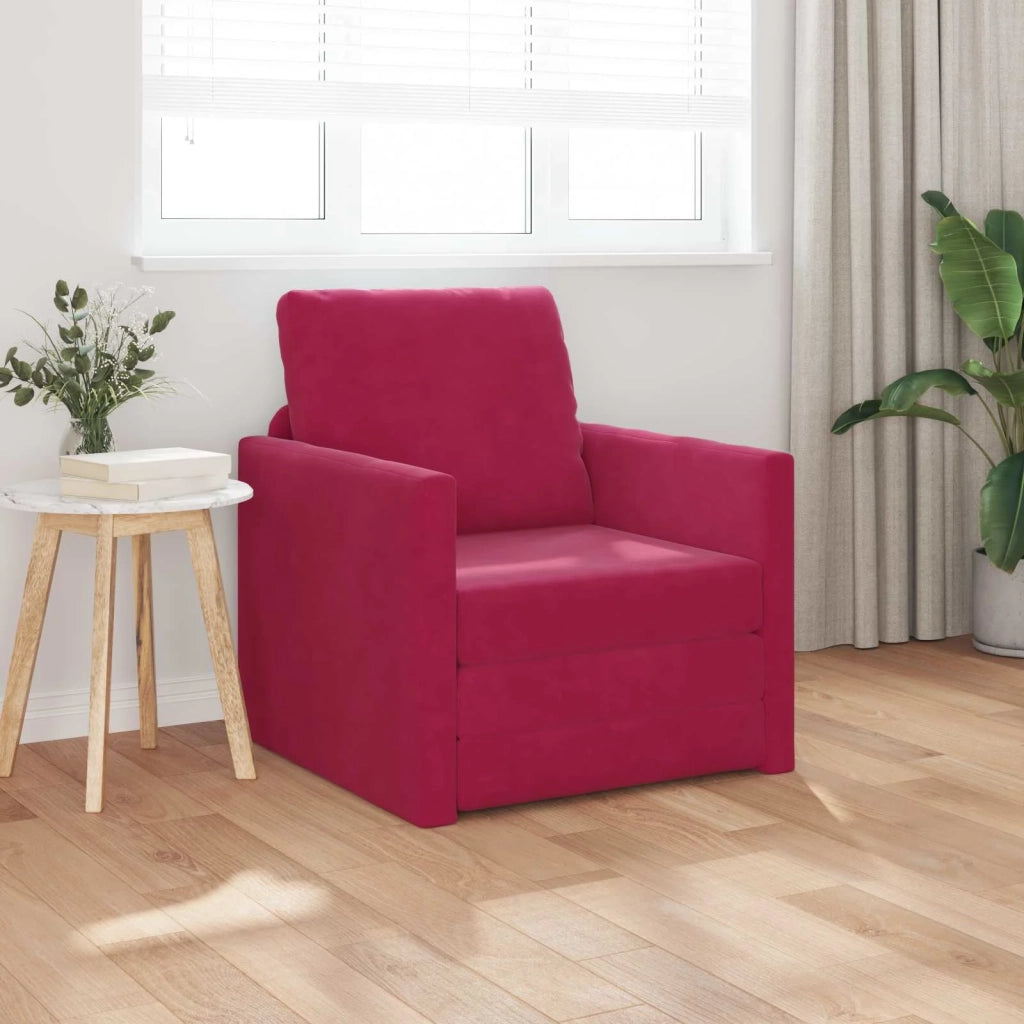 Divano letto Rosso Vino 74 x 77 x 81 cm Velluto 4106615