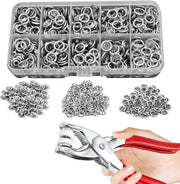 Set di 100 clip metalliche con punta per tessuti e maglie - argento inossidabile - 9,5 mm - attrezzo per clip da self-service