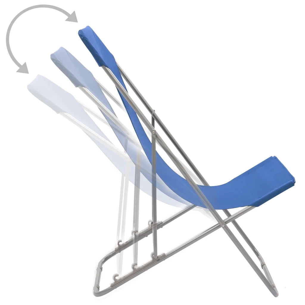 Sedie da Spiaggia Pieghevoli 2 pz | Sedie da Esterno Acciaio e Tessuto Oxford Blu
