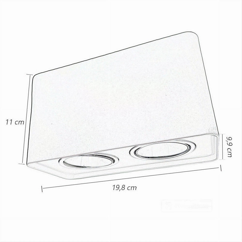 Trade Shop - Portafaretto Doppio Orientabile Da Soffitto Bianco Per Faretto Gu10 Gu5.3 P34-b2 -