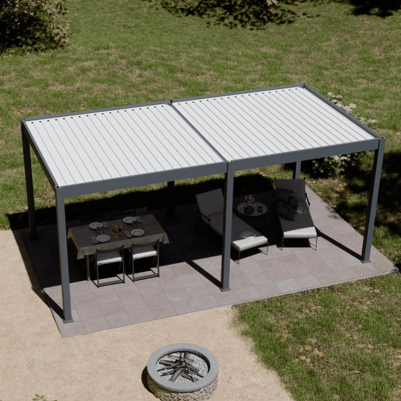 Pergola bioclimatica motorizzata OmbrÃ©a ELMO autoportante 3x6M - Antracite/bianco