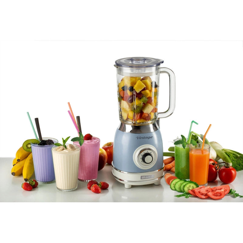 Frullatore Vintage - 1,5L Tazza in Vetro - 4 Lame Acciaio Inox - 1000W - Celeste