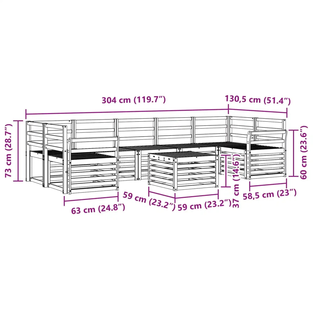 Set di divani da esterno 8 pcs Bianco Legno di Acacia Massello 3391554