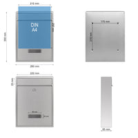 Cassetta postale singola V10 in acciaio inox con vetrino portanome