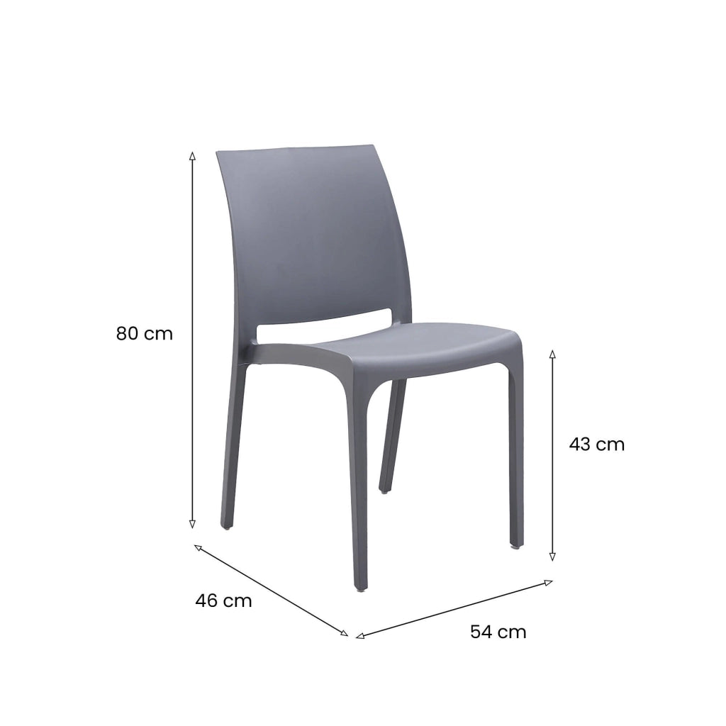 Sedia da esterno Camo, Seggiola da giardino, Seduta outdoor multiuso, Panchina da giardino, Made in Italy, 54x46 h80 cm, Grigio