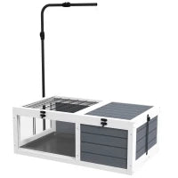Casa per Tartarughe in Legno, 2 Zone con Supporto per Lampada Regolabile, 81 x 48 x 31,5 cm, Grigio