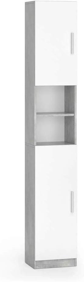Mobile bagno alto Luis, Calcestruzzo, 32 x 190 cm, combinabile con la serie Luis per riporre oggetti in bagno