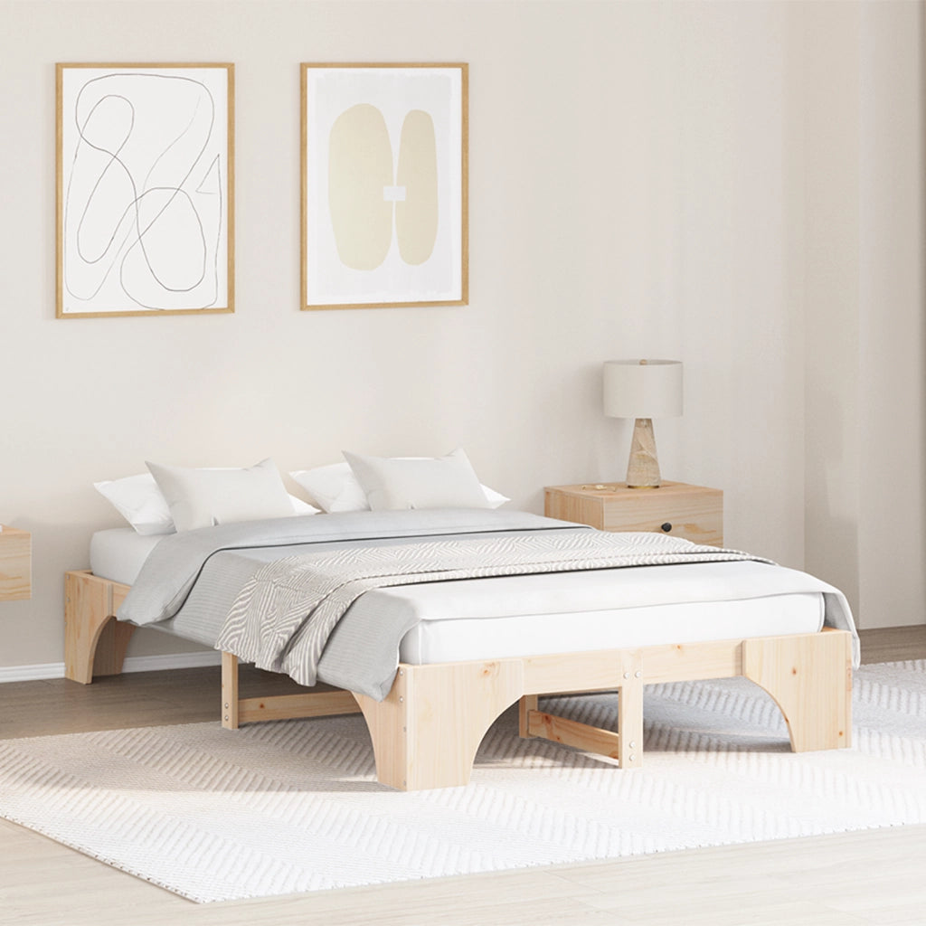 Struttura Letto Naturale Legno massello di pino 135 x 190 cm