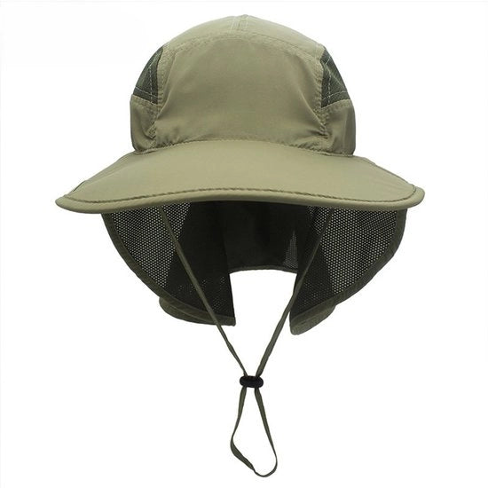 Cappello da sole unisex per attività all'aperto con visiera e cappuccio - Verde militare