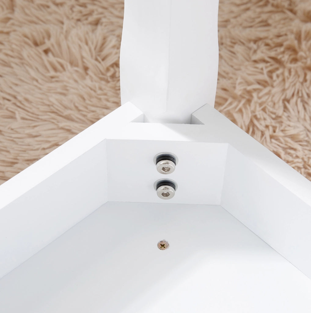 Sgabello da toeletta bianco in legno massello