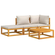 Mobili da giardino mobili da esterno Set di mobili da 4 pezzi con cuscini grigio chiaro in legno massiccio 02_0016134