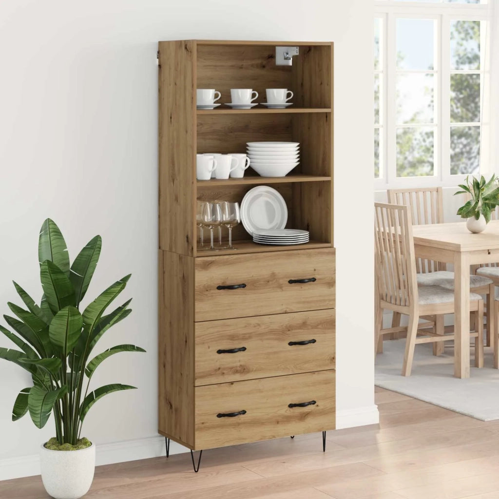 Credenza 2 pz | Madia | Buffet da pranzo | Armadio da pranzo Rovere artigianale Legno multistrato